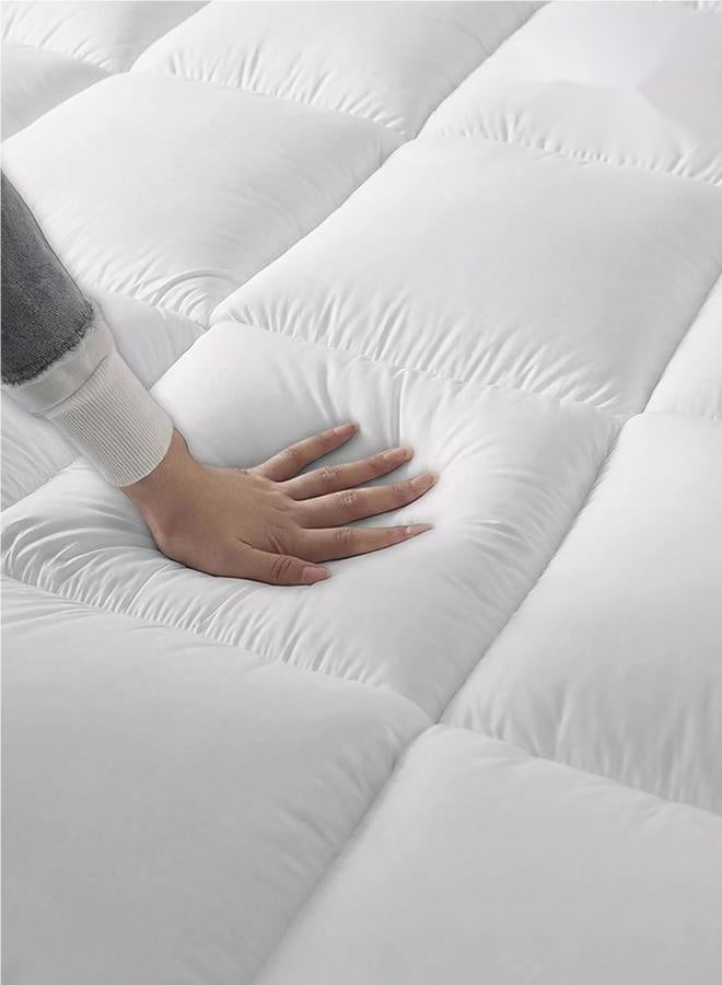 ورقة ألياف سميكة وناعمة إضافية 500GSM، قماش مصفف فائق النعومة مع أربطة مرنة من 4 جوانب لتناسب آمن، ميكروفايبر أبيض 180x200 سم - Image 4